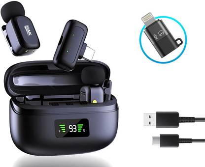 MAK Wireless Mic With Case, 2-Voice Change Mode, Noise Cancellation, for Youtube Microphone