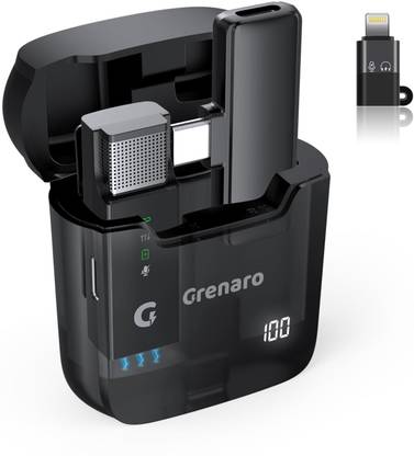 Grenaro Wireless Mic Digital Display Mic For Youtube, Charging Case-3 Level Reduction Microphone