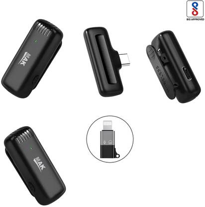 MAK Dual Wireless Mic with Active Noise Cancellation, Play for Vlog Recording Video Microphone