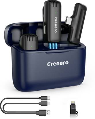 Grenaro J13 Wireless Mic with Charging Case - One-Click Maximum Level Noise Reduction Microphone