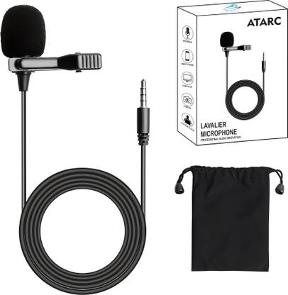 ATARC Dynamic Lapel Collar Mic Voice Recording Filter Microphone for Singing Youtube SmartPhones, Black Microphone