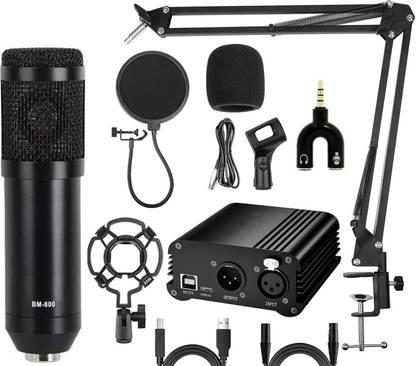 Urban Infotech Dynamic Black Microphone Set kit with Phantom Power for Live Studio Recording Microphone