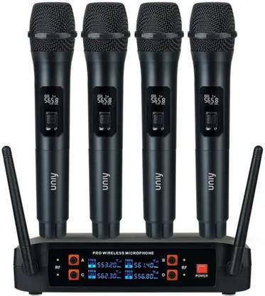 UNIY UY16 4 Unit Wireless mic 250 meters range with 8 Battery UHF wireless microphone Microphone