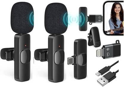 Rhytech R9 Dual Wireless Microphone for Vlogging Collar Microphone for iPhone & Type C Microphone