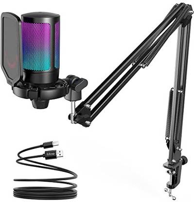 Fifine A6T USB Gaming Microphone Kit, Plug & Play for PC(Black) Microphone
