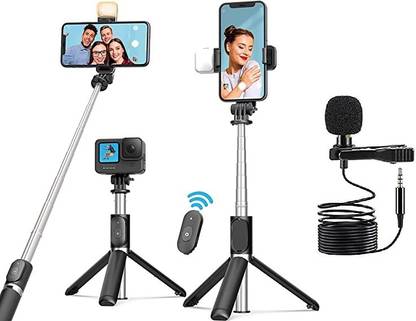 samipna Bluetooth Extendable Selfie Stick with mic Microphone