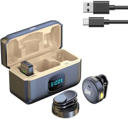 MAK Wireless Lapel Mic with NoiseCancellation for Vlogging Video Recording Streaming Microphone