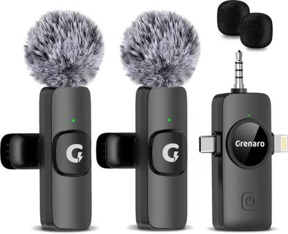 Grenaro 3 in 1 Mic for Youtube, Wireless Mic for iPhone/Android USB-C/DSLR Camera Plug Microphone