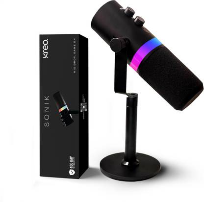 Kreo Sonik Professional Dynamic Mic with RGB, Noise Rejection, Dual Connectivity Microphone