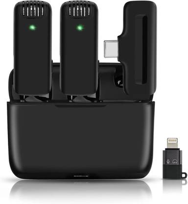 Yurisha W16 Wireless Microphone Noise Reduction Lapel Mic with Charging Case Ideal for Recording,YouTube,Facebook-Compatible with Type C & Lightning Ports