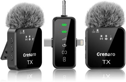 Grenaro Wireless Mike for Vlogging, 3 in 1 Mic for YouTube, Plug & Play Wireless Mic Microphone