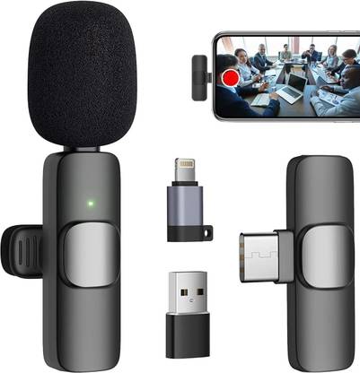 insignia decor Wireless Microphone for YOUTUBE VIDEO Type-C Android & iPhone Plug and Play Wireless Lavalier Omnidirectional Microphone