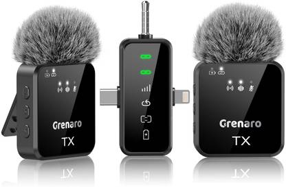 Grenaro Wireless Mike for Vlogging, 3 in 1 Mic for YouTube, Plug & Play Wireless Mic Microphone