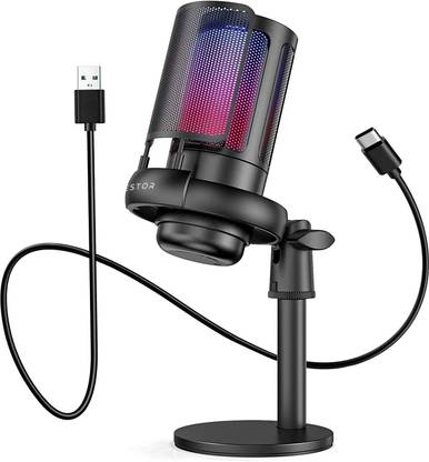 Bestor USB Condenser Gaming Microphone with RGB Lighting, Adjustable Tripod for PC Microphone