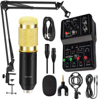 Urban Infotech BM800 Condenser Microphone Set with 2 Channel Audio Mixer for Podcasting Dubbing Microphone