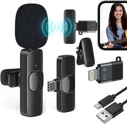 MNEECOM 2 in 1 K8 Wireless Portable Recording Clip Mic with Receiver
