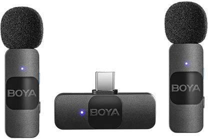 BOYA BYV20 2.4 ghz Type-c Omnidirectional Wireless Mic System with 2 Transmitters. Camera Microphone