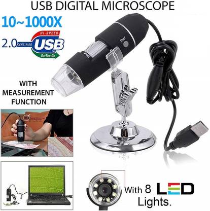 BALRAMA 1000x 2MP 8 LED USB Portable Digital Microscope 8 LED Magnification Endoscope 10X-1000X USB Magnifier Microscope Portable Digital USB Microscope Camera Zoom USB Charger