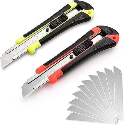 PRIME SALESS Body Auto Lock Paper Cutter Blade For Office/Home/School PurposePack Of 2, 18 Mm Microtome Blade