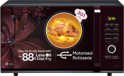 LG 32 L Auto Cook Menu, Stainless steel cavity, 360 degree Motorised Rotisserie for Bar-be-queing, Indian Cuisine, Tandoor Se, Steam Clean & Diet Fry) Convection Microwave Oven