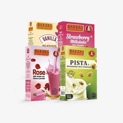 Bakers Milk Shake Mix | Vanilla |Rose| Pista| Strawberry Flavour