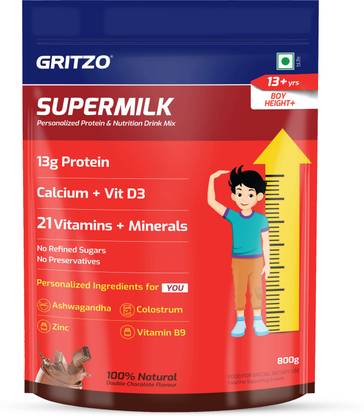 Gritzo SuperMilk Height+ (13+y Boys), 13g Protein (Double Chocolate)