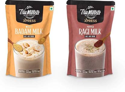 Trumillets Xpress Healthy Millet Drink Instant Mix Popped Ragi Milk & Badam Milk