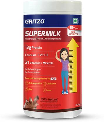 Gritzo SuperMilk Height+ (13+y Girls), 13g Protein (Double Chocolate)