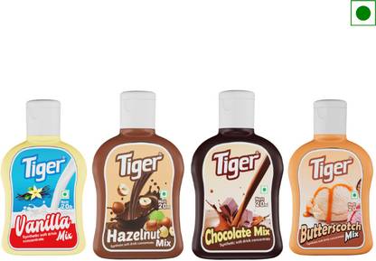 TIGER Milkshake Combo Butterscotch Mix, Chocolate Mix, Hazelnut Mix, Vanilla Mix