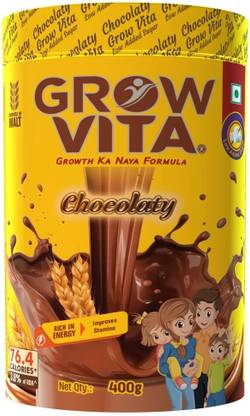 Grow Vita Growth ka Naya Formula Delicious Nutritious Malt Base Milk Food Nutrients Chocolate Flavours Drink
