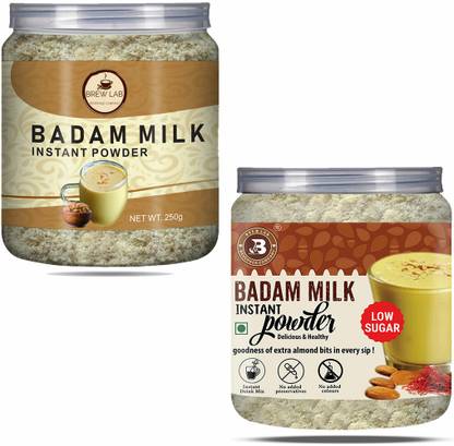 Brew Lab Combo Of Badam Milk Powder + Low Sugar Badam Milk Powder 250g X 2