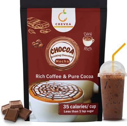 C CREVEA Mocha Drinking Chocolate Mix| Dark Chocolate Coffee Milk Mix| No Refined Sugar