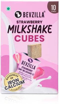 Bevzilla Strawberry Instant Milkshake 10 Cubes Pack with Organic Date Palm Jaggery