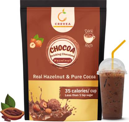 C CREVEA Hazelnut Drinking Chocolate Mix| Dark Chocolate Milk Mix| No Refined Sugar
