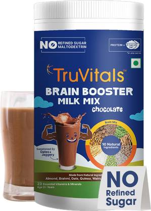 TruVitals Brain Booster Milk Mix for Kids | Flavour Chocolate | No Refined Sugar