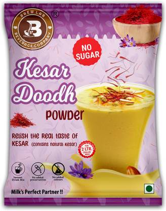Brew Lab Kesar Doodh No Sugar | purity of saffron & real almonds bits | Boost Energy |