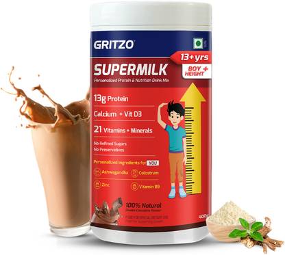 Gritzo SuperMilk Height+ (13+ Boys), 13g Protein (Double Chocolate)