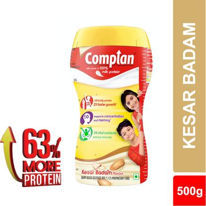 COMPLAN Nutrition Drink Powder for Children, Kesar Badam Flavour, Jar