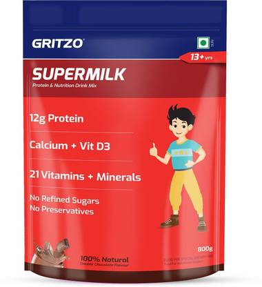 Gritzo SuperMilk Daily Nutrition (13+y Teen Athletes), 12g Protein (Double Chocolate)