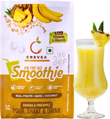 C CREVEA Pinacolada Breakfast Smoothie Mix| Fruit and Oatmeal smoothie| No Refined Sugar