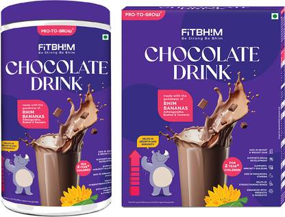 Pro-To-Grow Fitbhim Chocolate Drink Combo | Jar 200g + Box 300g | For Growing Kids