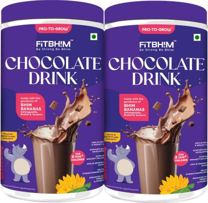 Pro-To-Grow Fitbhim Chocolate Drink with Bhim Banana,for kid's growth,200grm each,Pack of 2