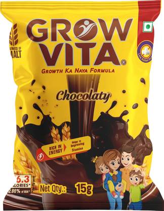 Grow Vita Growth ka Naya Formula Grow Vita- Growth ka naya formula,Low added Sugar 15gm Pack of 8