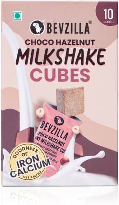Bevzilla Choco Hazelnut Instant Milkshake 10 Cubes Pack with Organic Date Palm Jaggery