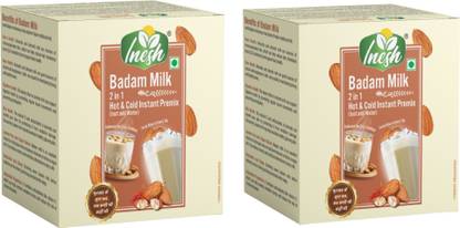 inesh Badam Milk 2 in 1 Hot & Cold instant Premix 20 pouches set of 2