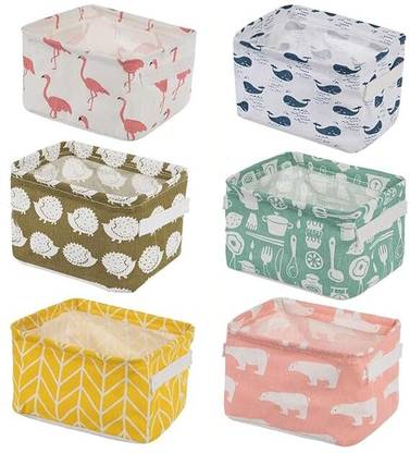 MOKIRIA by NA 2-Pack Collapsible Small Canvas Fabric Storage Basket