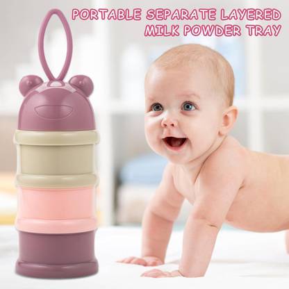 GLOZIA 3 Layer Cute Bear Portable Baby Food Milk Powder Storage Box Bottle