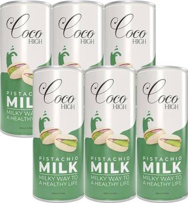 COCOHIGH Pistachio Pista Milkshake 200 ML (Pack of 6) Thick & Creamy Flavoured Milk
