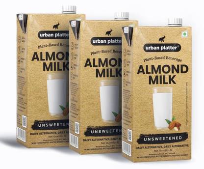 urban platter Unsweetened Almond Milk, 1 Litre [Pack of 3]