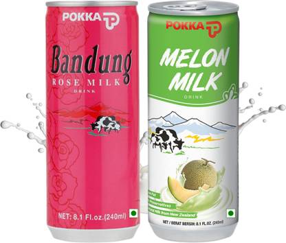 Pokka Bandung Rose Milk & Melon Milk Combo 480ml Rose, Melon